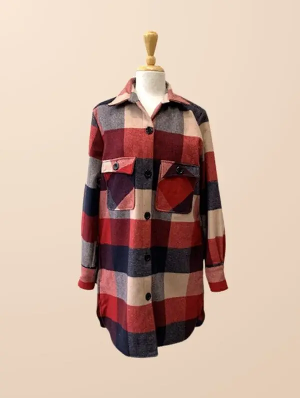 Check Print Oversize Jacket(2312)