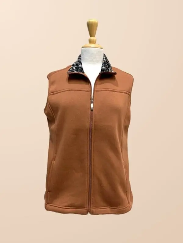 Classic printed collar fleece vest(2328)