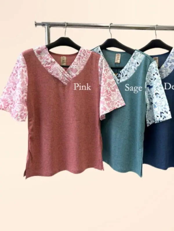 Cotton Brush V-Neck Top(2356)