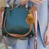 Taupe pom pom bag charm bgc for women — Fan Everyday Wear