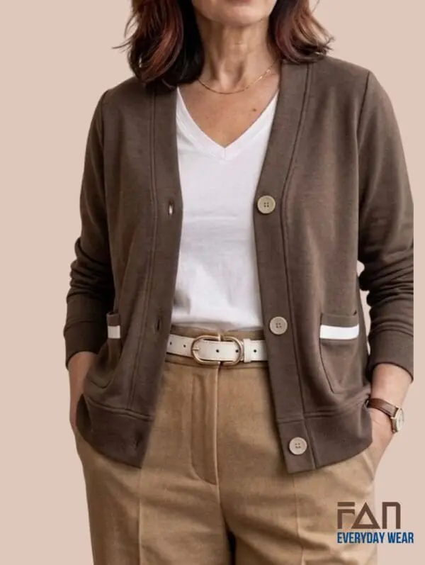 Comfortable brown cardigan for mature women Australia