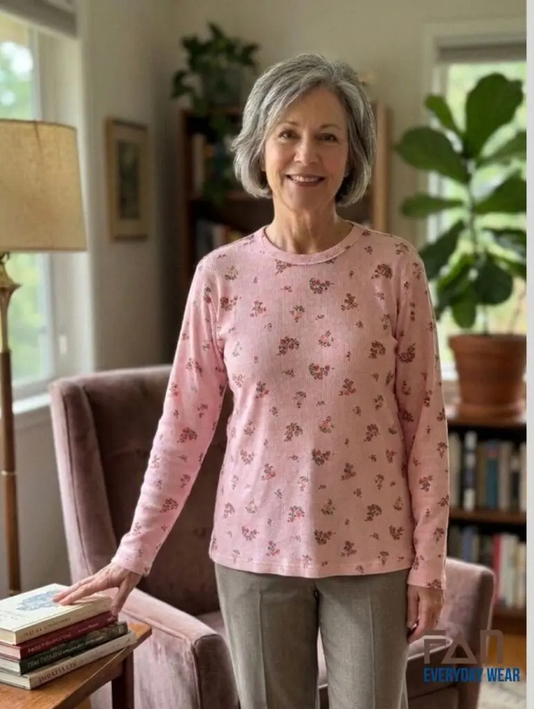 Printed cotton top for senior women