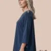 stretch tunic in eggplant, blue , black