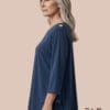 stretch tunic in eggplant, blue , black